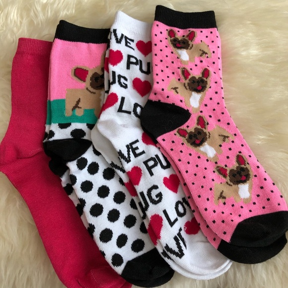 Inspired Closet Accessories - NWT 4 Pair of Cute Pug Socks Inspired Closet Accessories - NWT 4 Pair of Cute Pug Socks